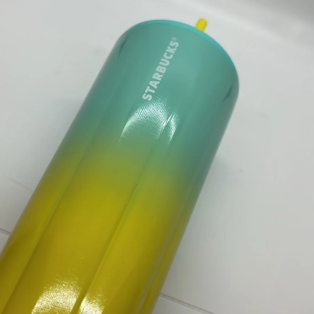 Starbucks Blue and Yellow Ombre Stainless Steel 24oz Cold Cup 2021